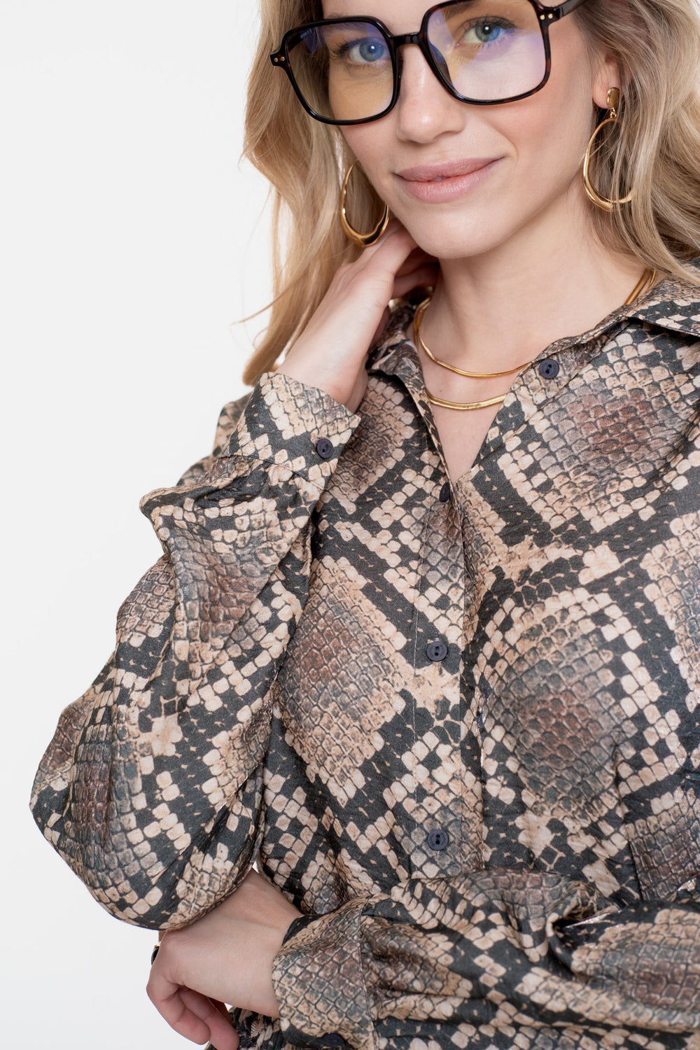 Geisha dames blouse met slangenprint