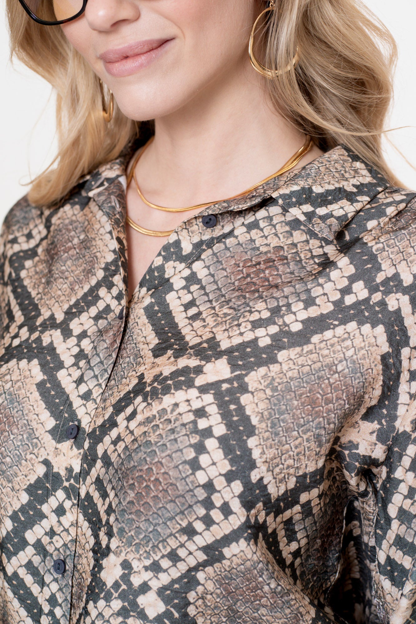 Geisha dames blouse met slangenprint