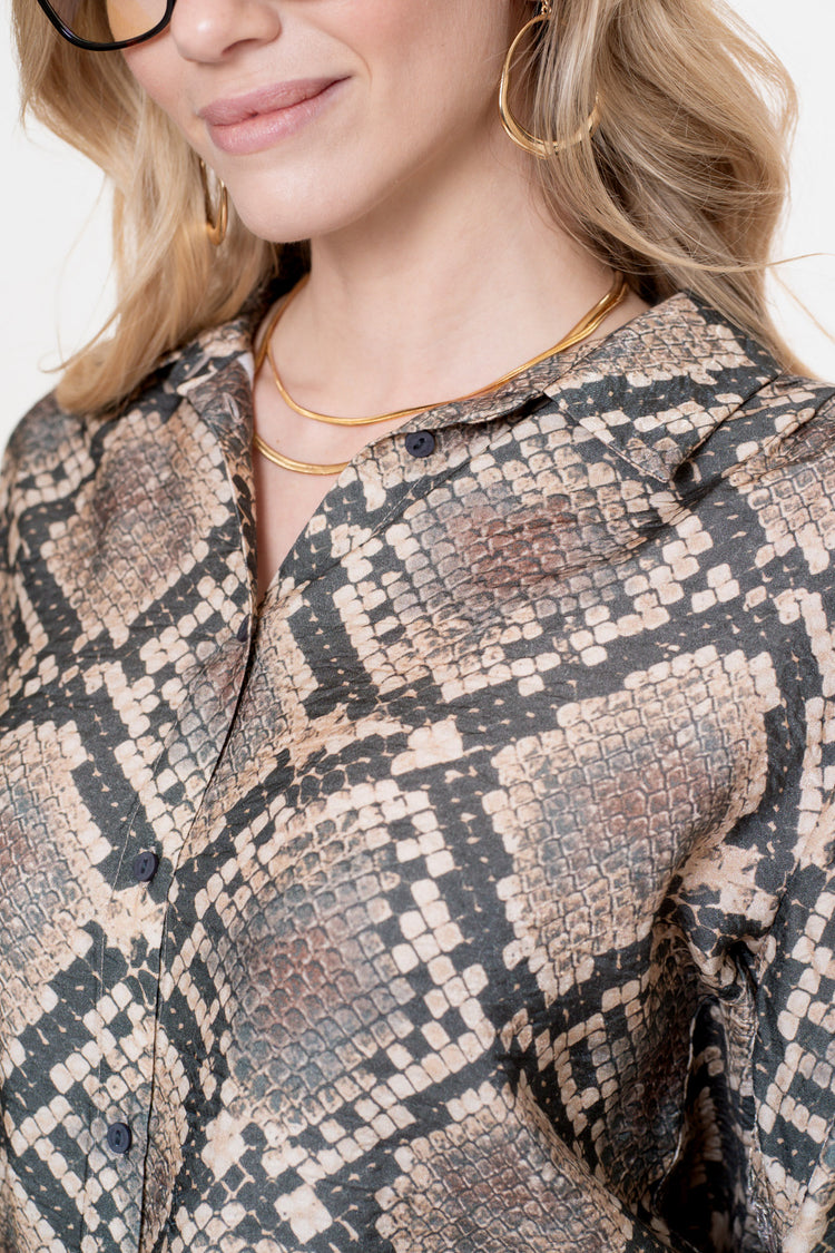Geisha dames blouse met slangenprint