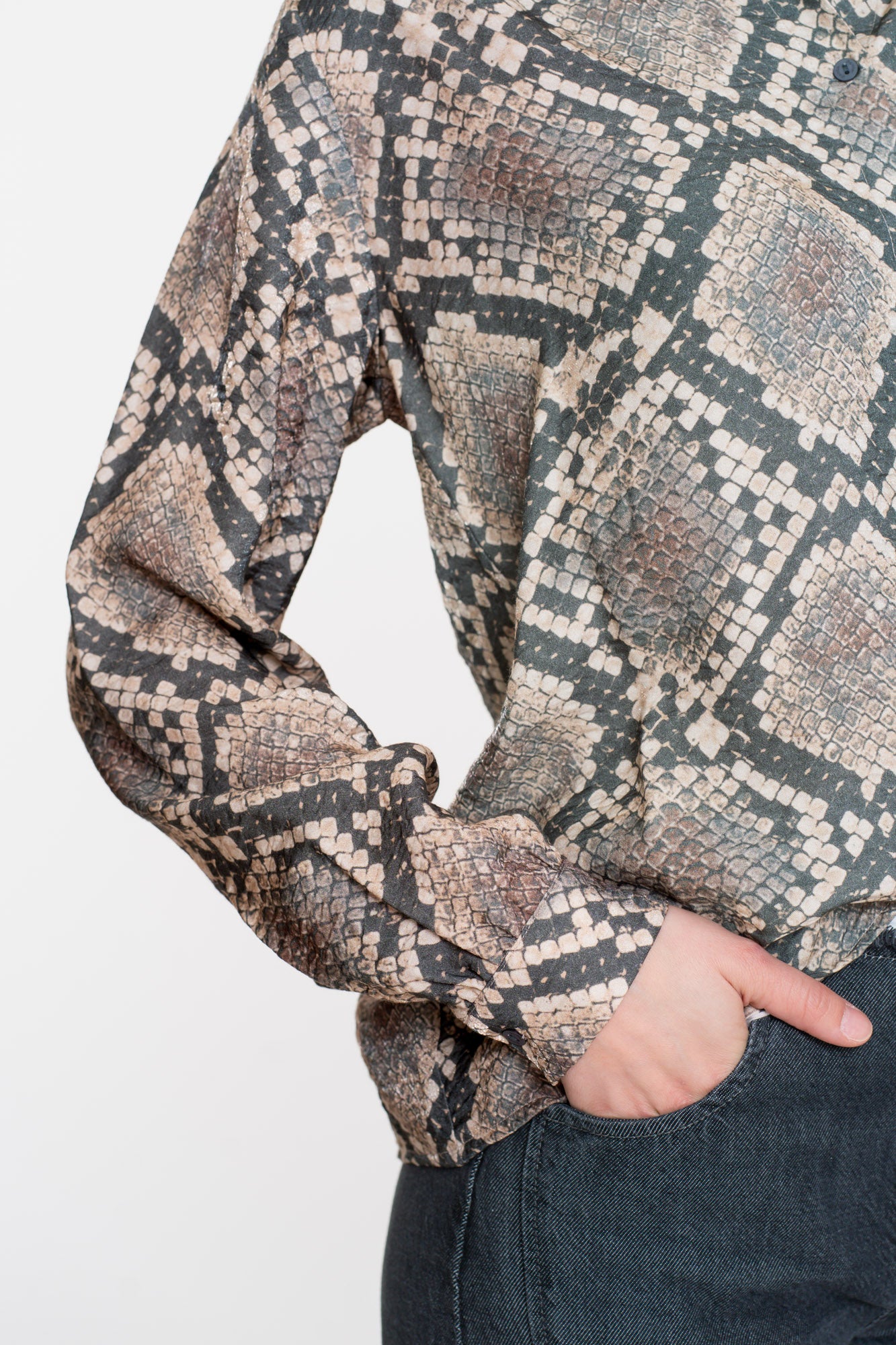 Geisha dames blouse met slangenprint