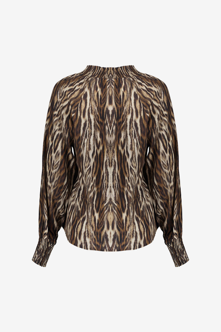 Geisha dames leopard top met smock details