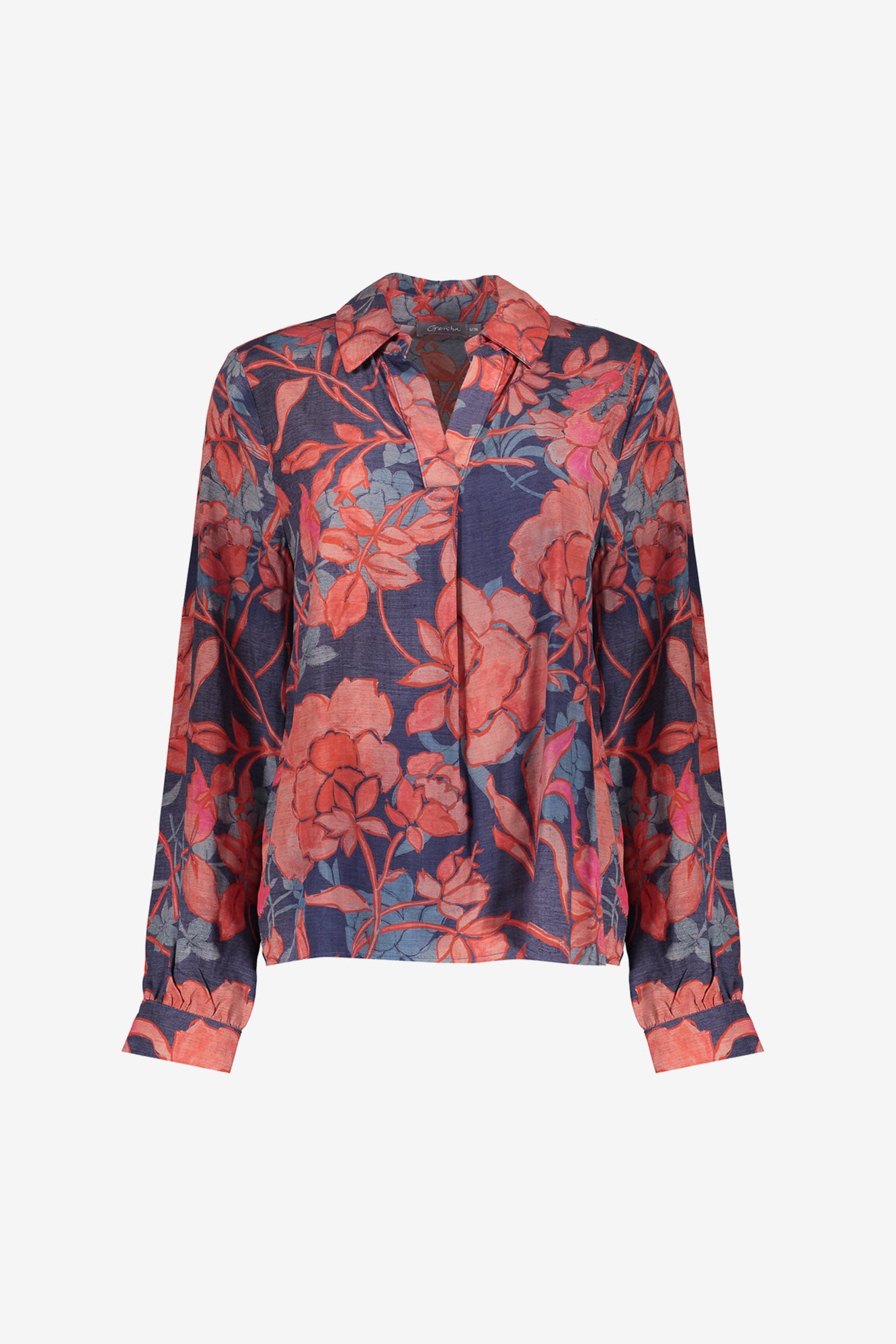 Geisha dames top met kleurrijke print