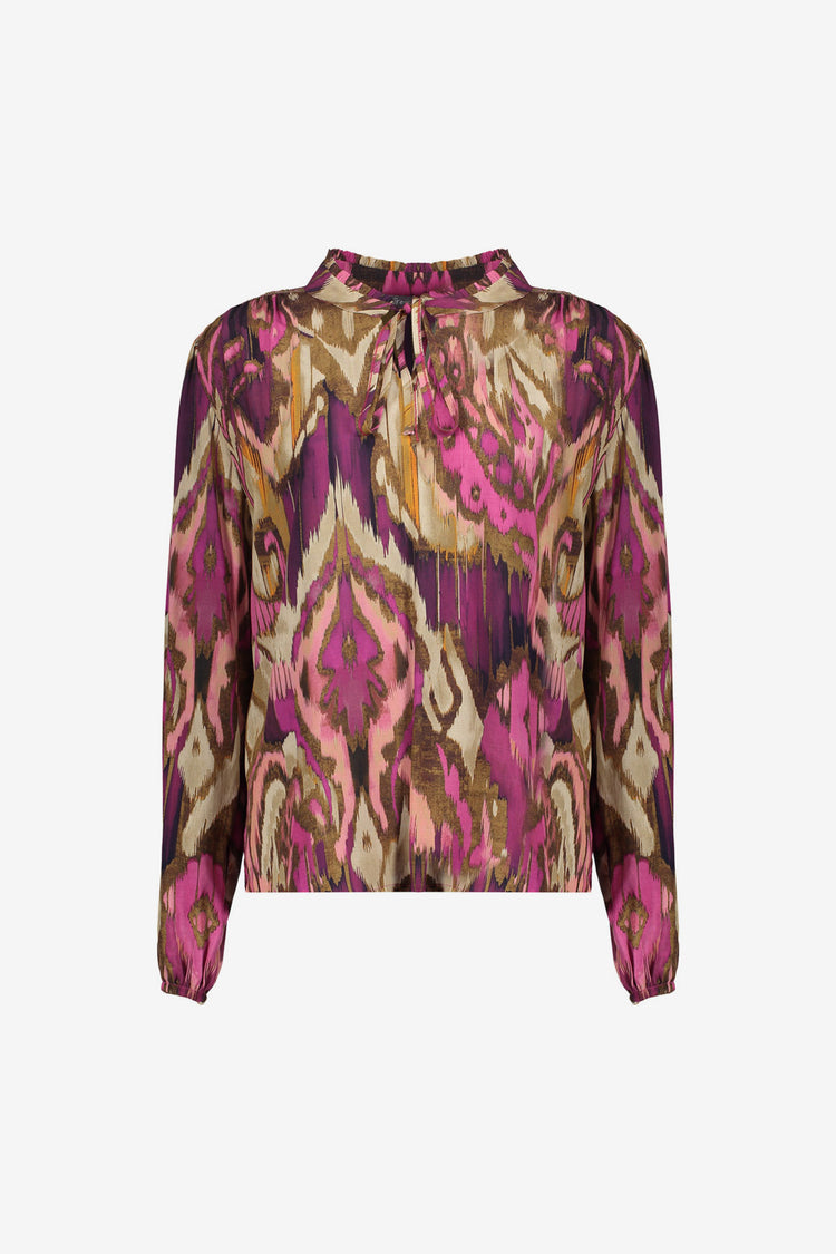 Geisha dames top met Ikatprint