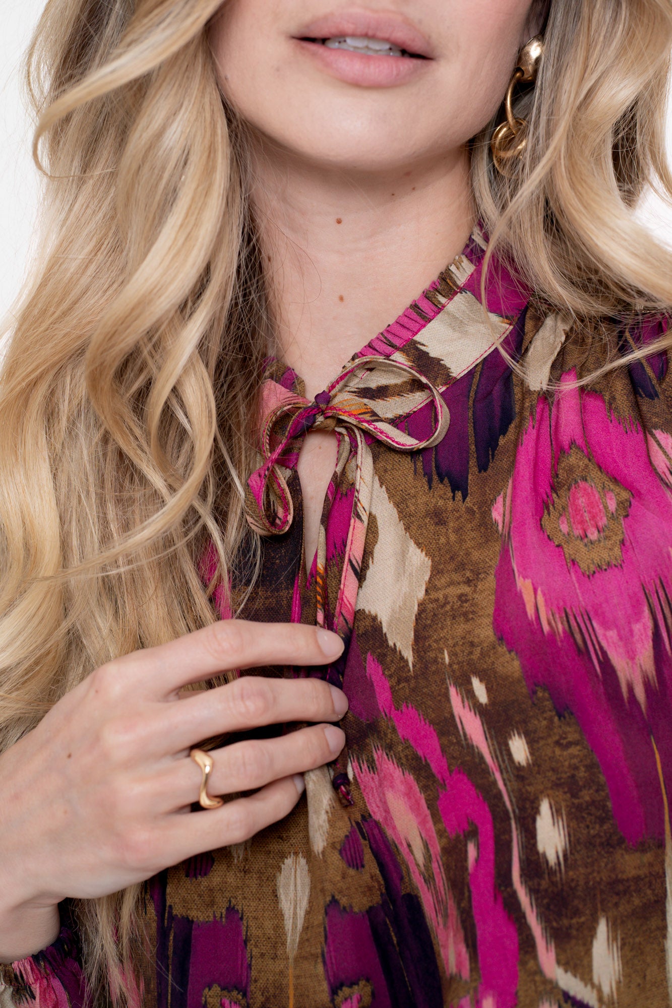 Geisha dames top met Ikatprint