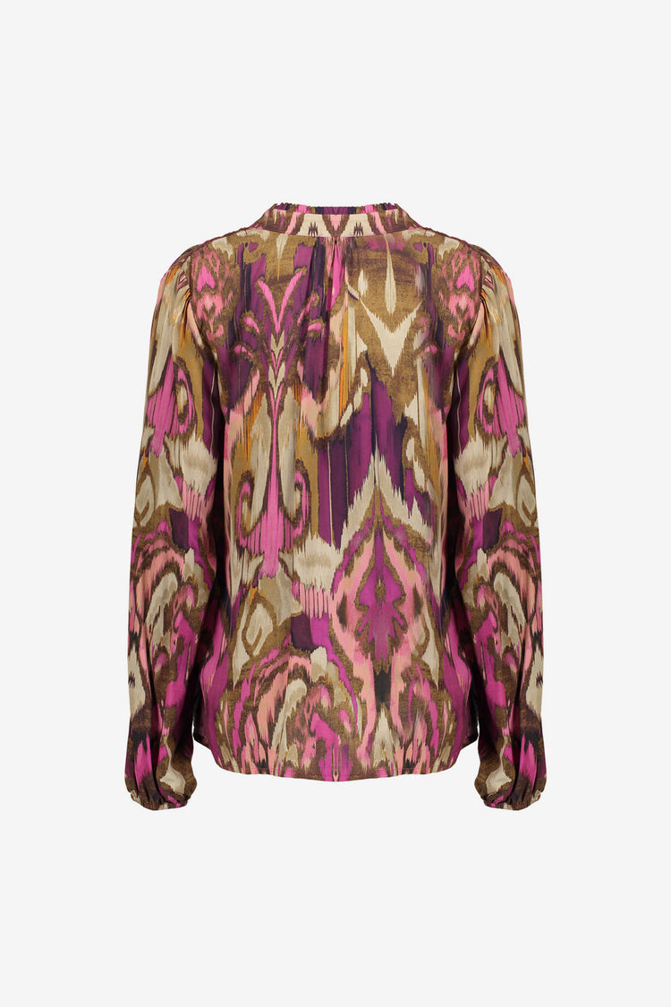 Geisha dames top met Ikatprint