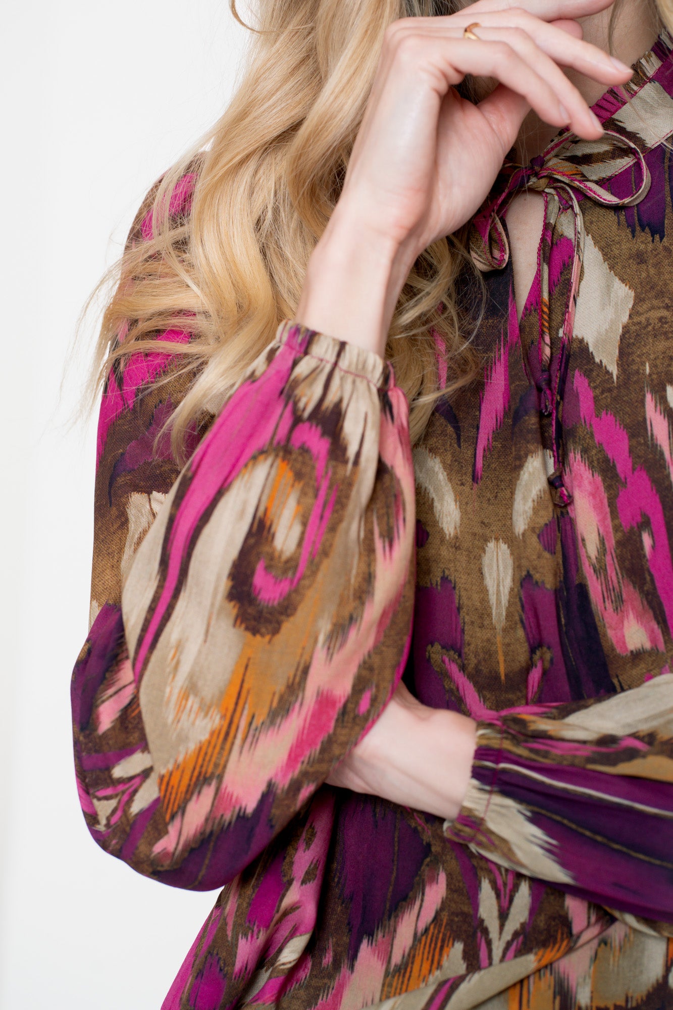 Geisha dames top met Ikatprint