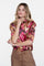 Geisha dames top met plooimouwen en print