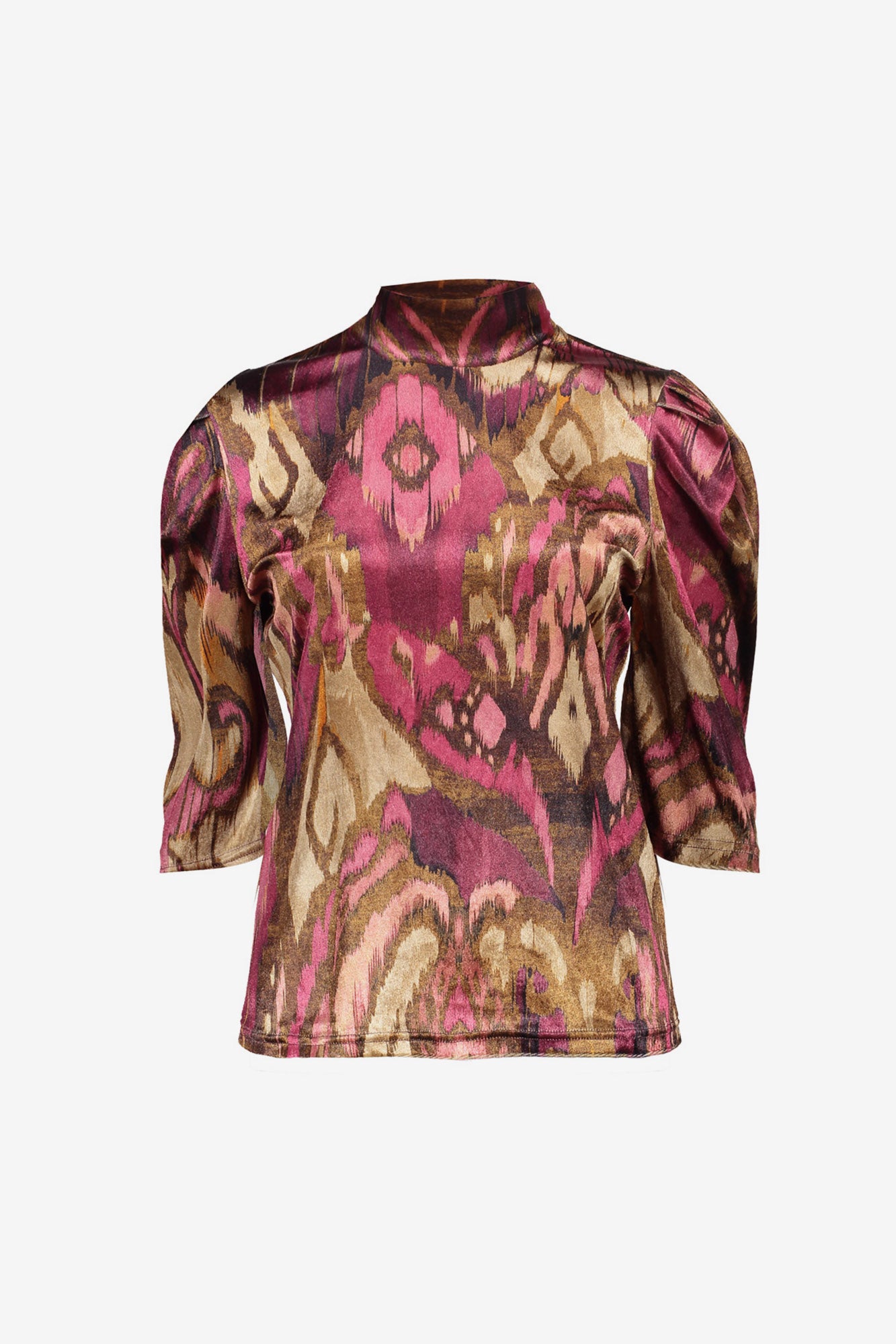 Geisha dames top met plooimouwen en print