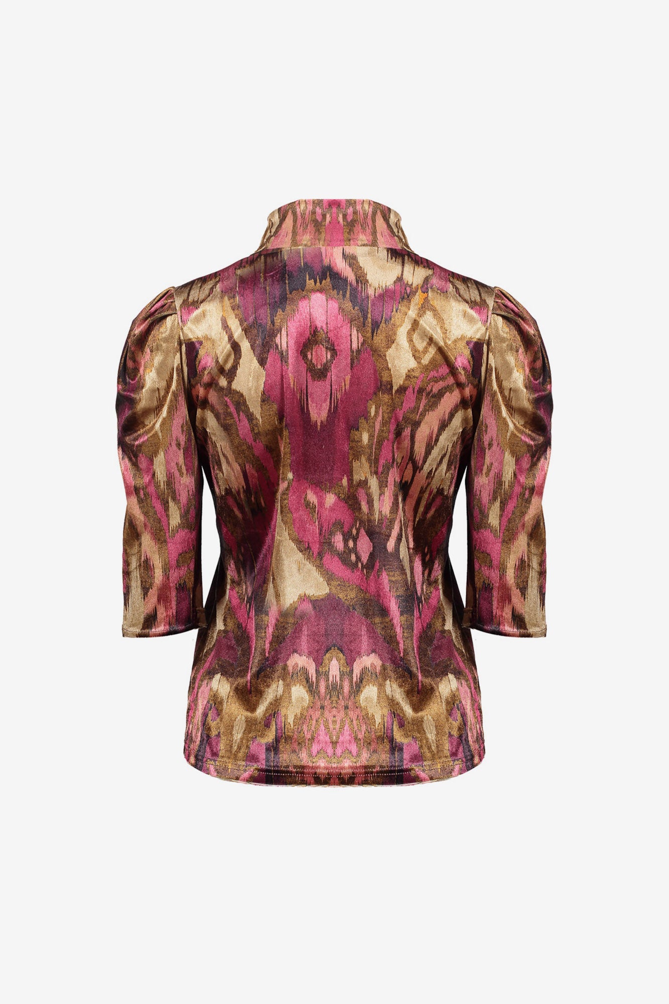 Geisha dames top met plooimouwen en print
