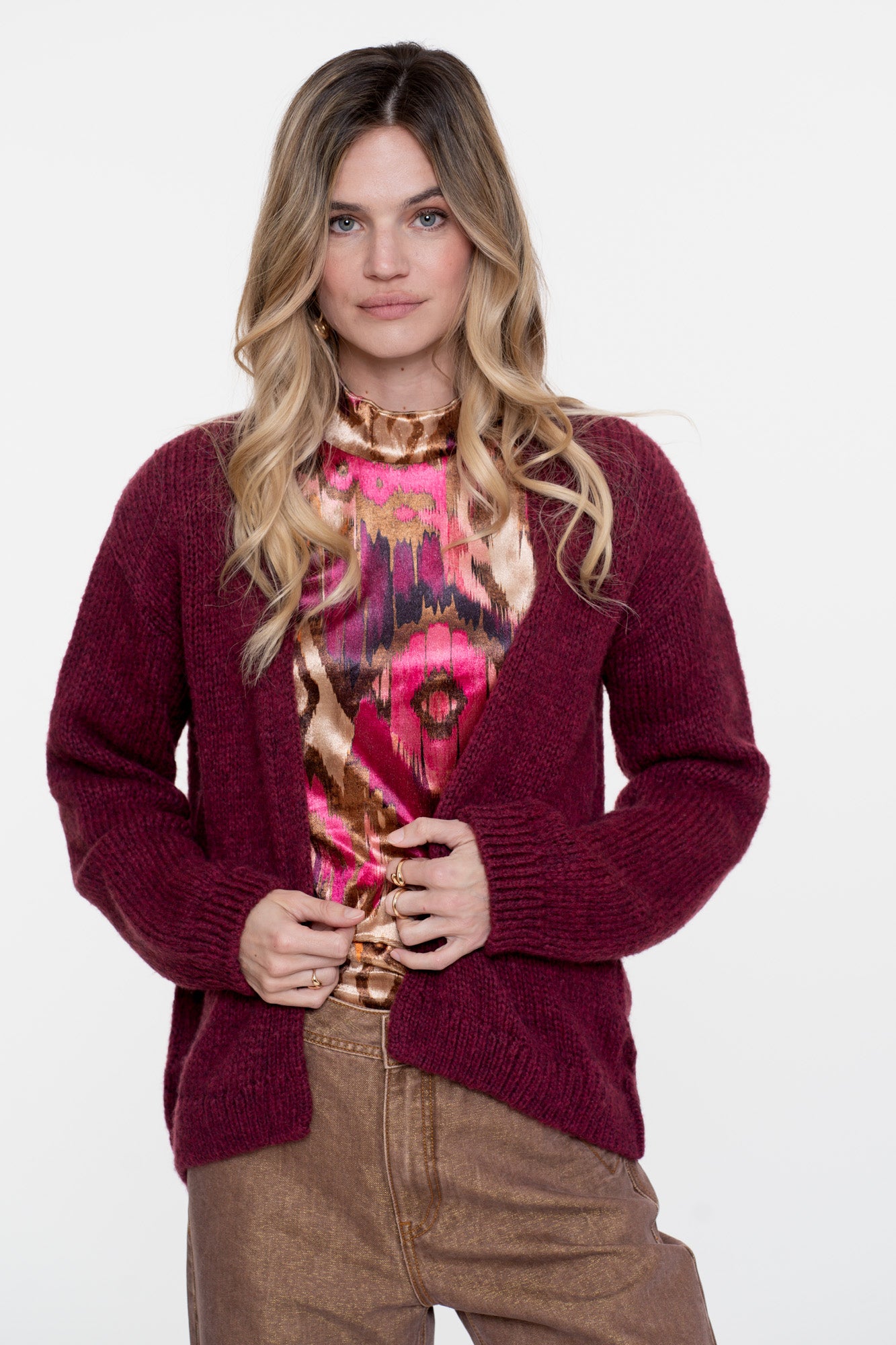 Geisha dames top met plooimouwen en print