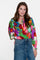 Geisha dames top met ecoline print en sierkoordje