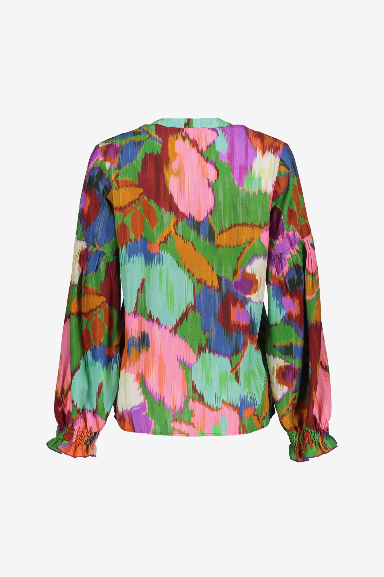 Geisha dames top met ecoline print en sierkoordje