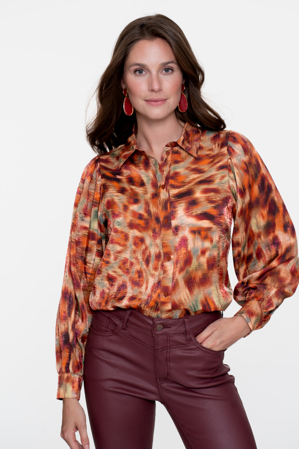 Geisha dames blouse met ecolineprint