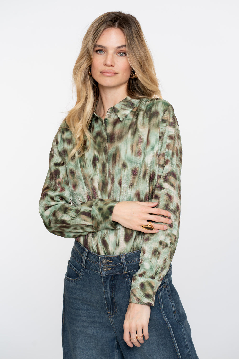 Geisha dames blouse met aquarelprint