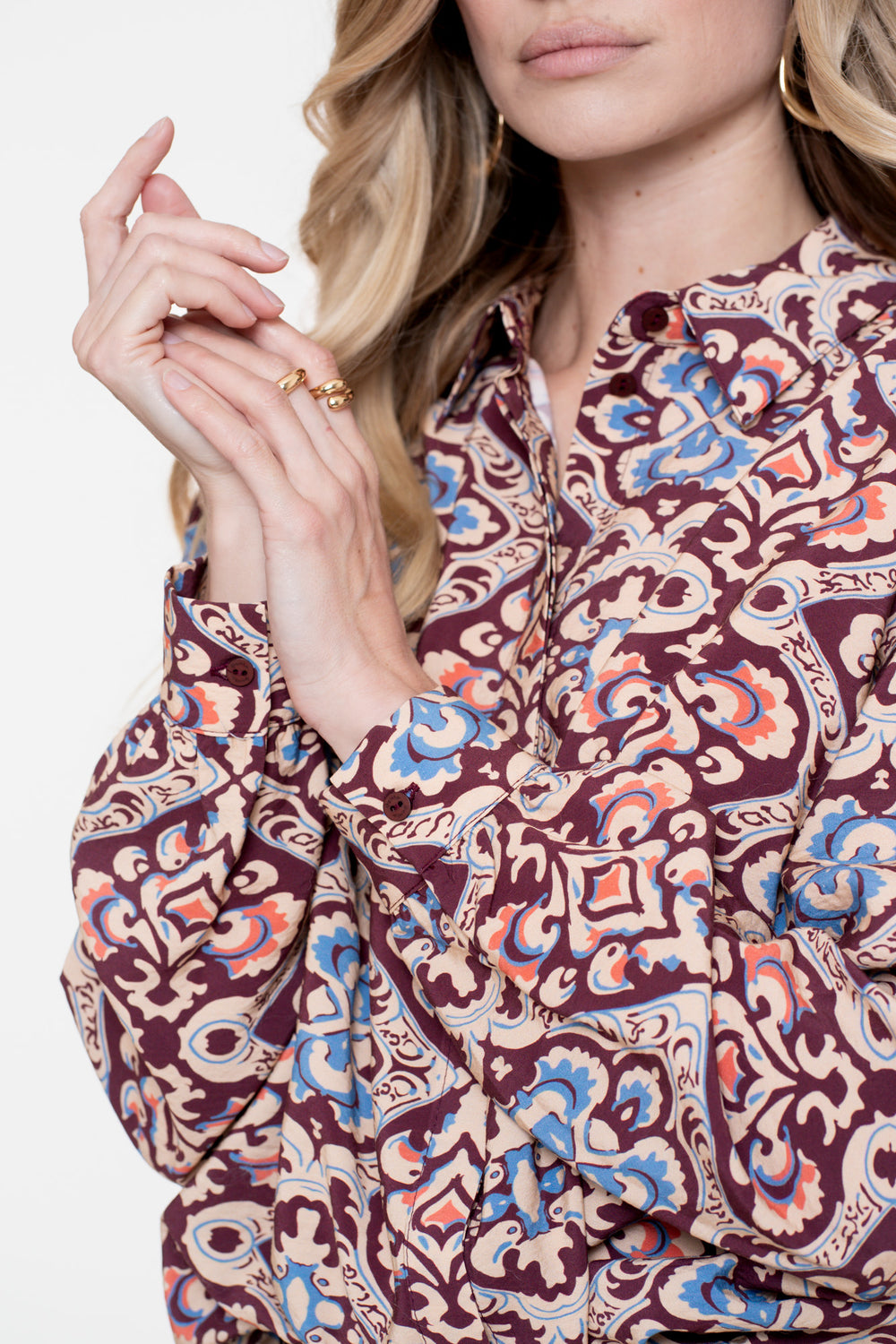 Geisha dames blouse met Ikatprint