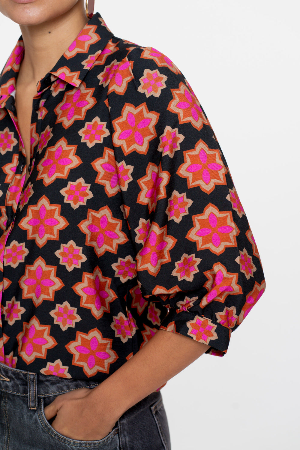 Geisha dames retro flower print blouse