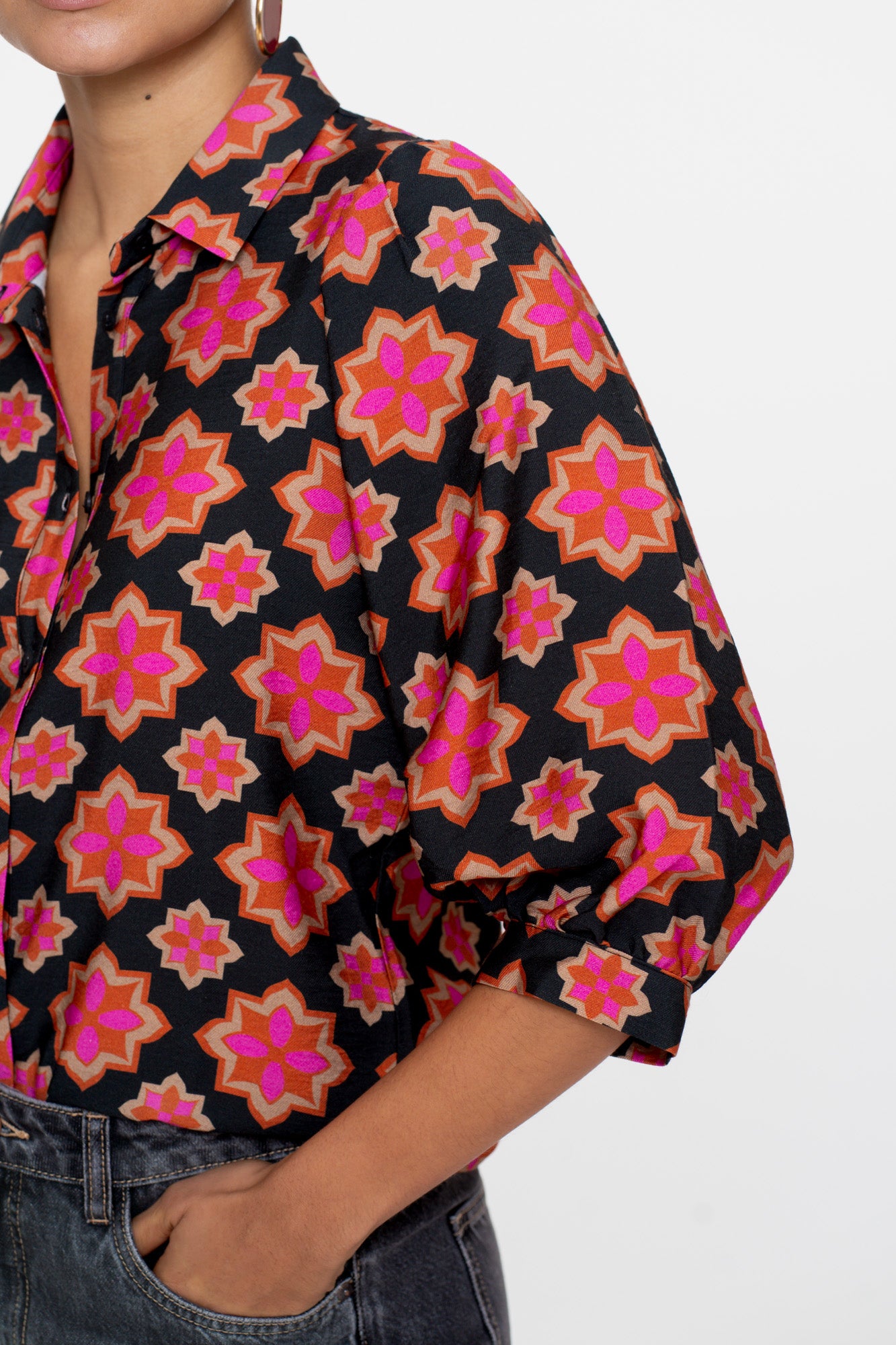 Geisha dames retro flower print blouse