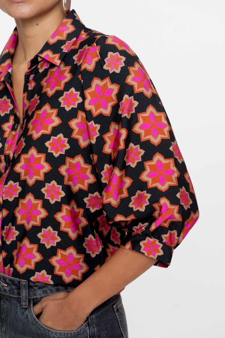 Geisha dames retro flower print blouse