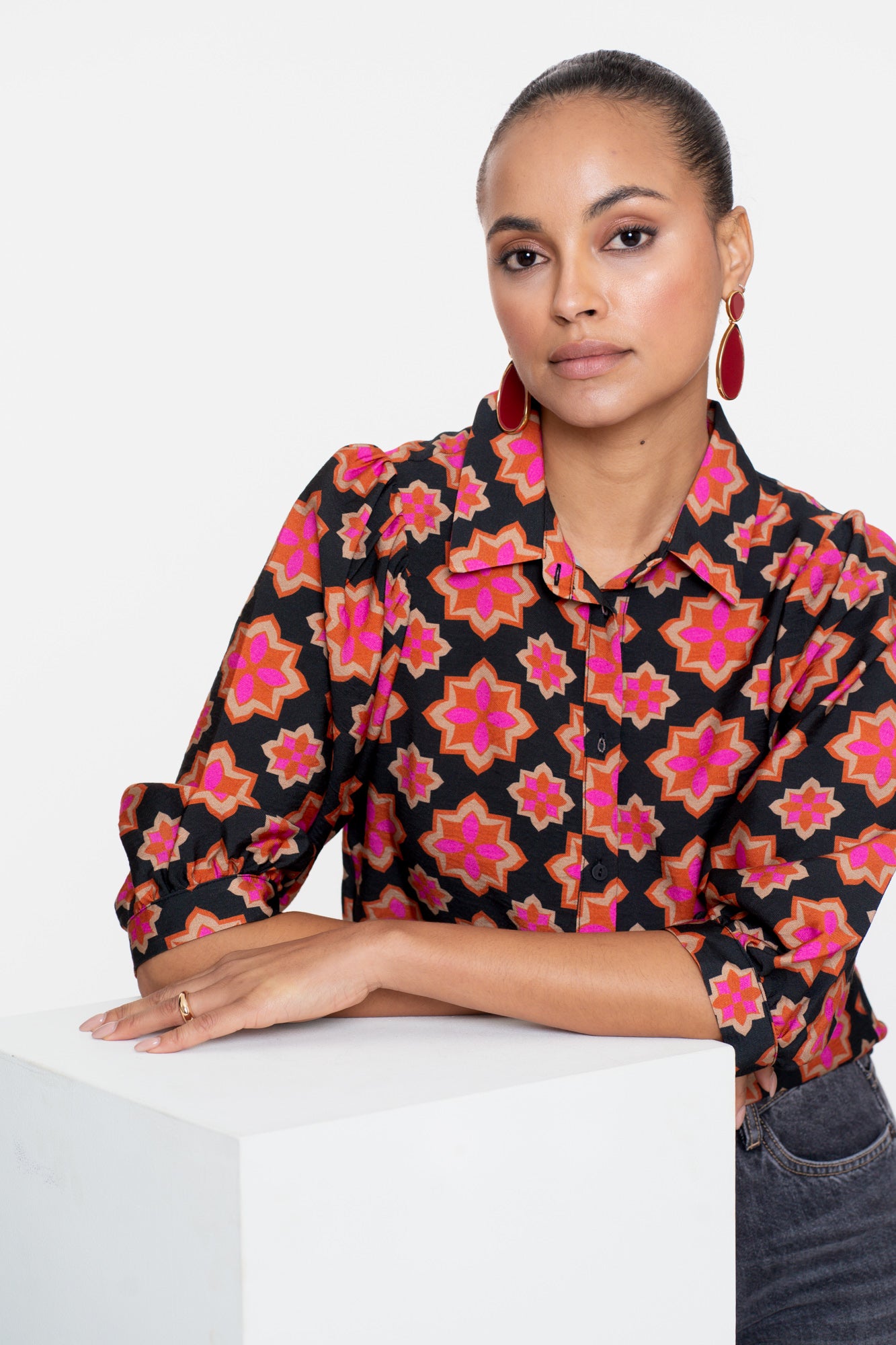 Geisha dames retro flower print blouse