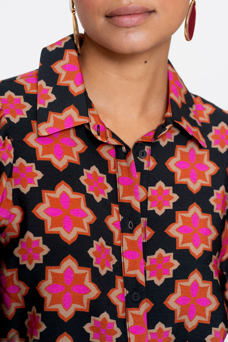 Geisha dames retro flower print blouse