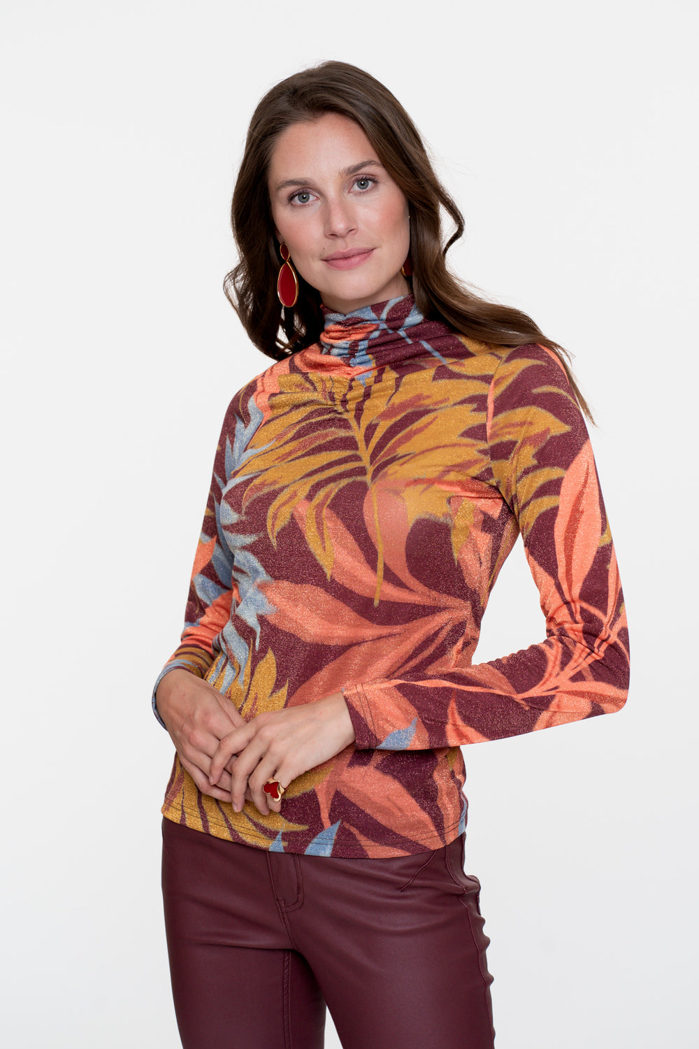 Geisha dames top met print en lurex