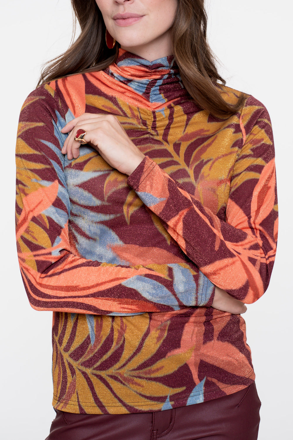 Geisha dames top met print en lurex