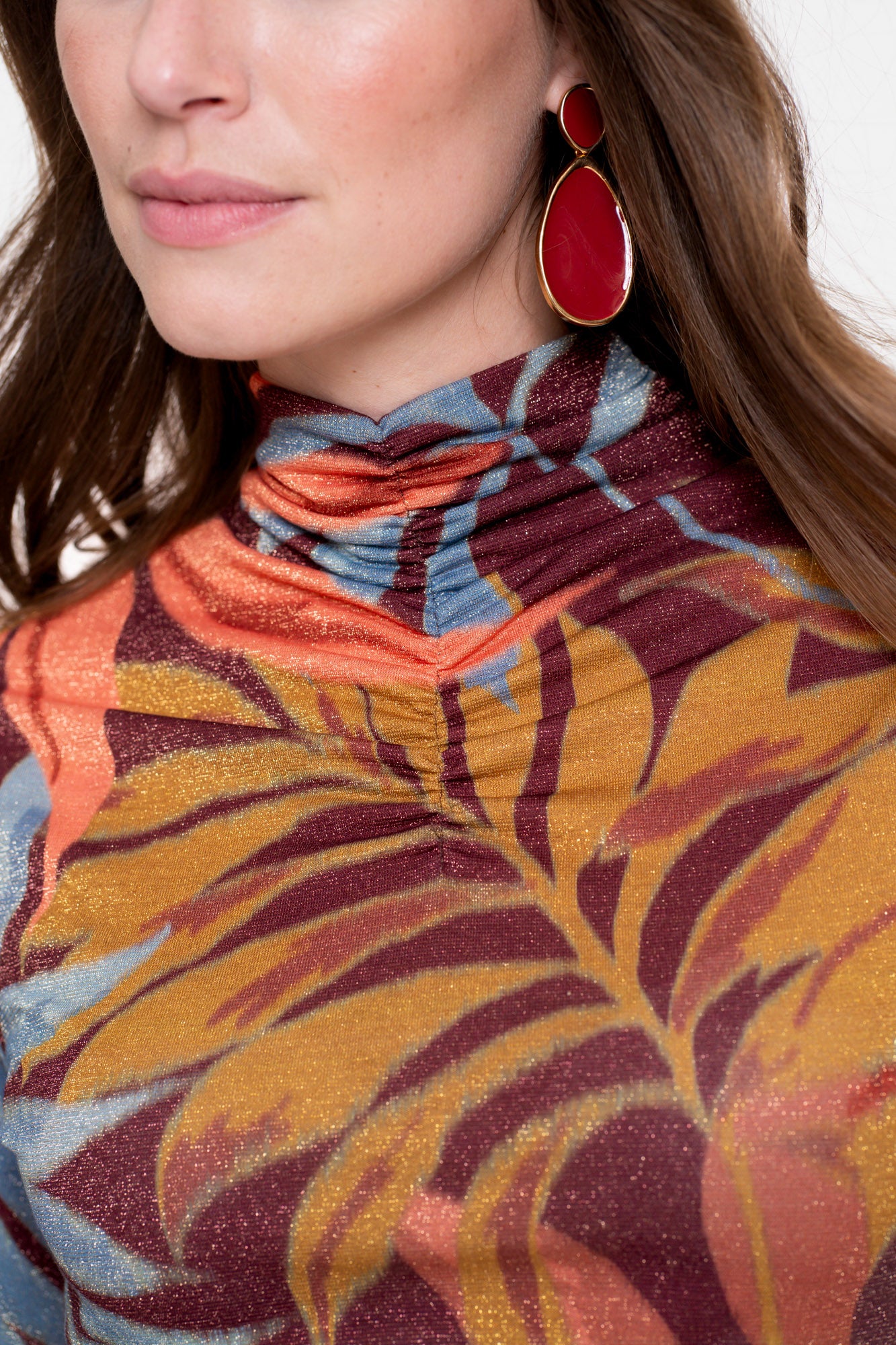 Geisha dames top met print en lurex