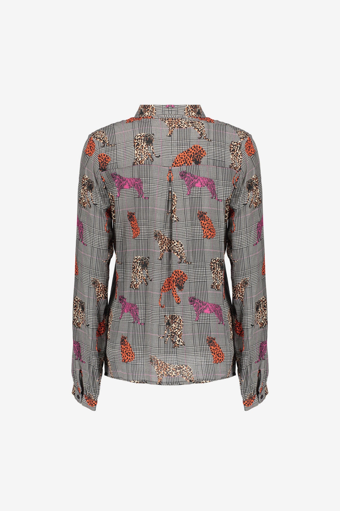 Geisha dames checkered blouse met luipaard