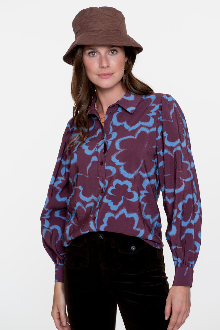 Geisha dames blouse met vergroot bloemenmotief