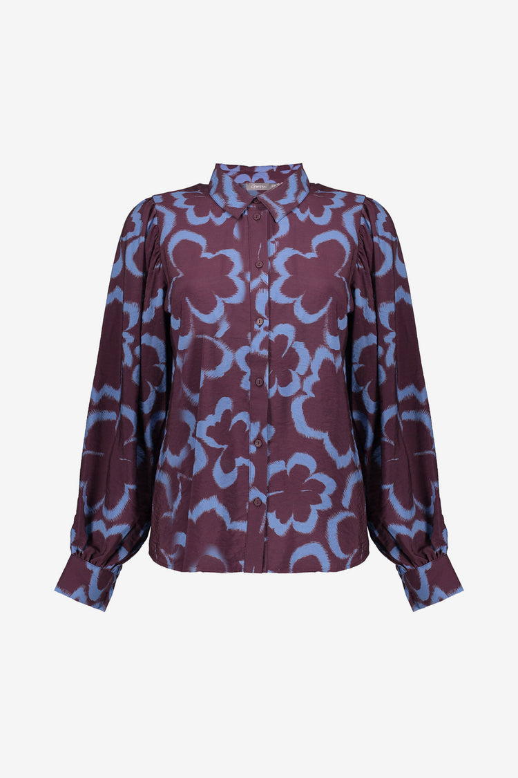 Geisha dames blouse met vergroot bloemenmotief