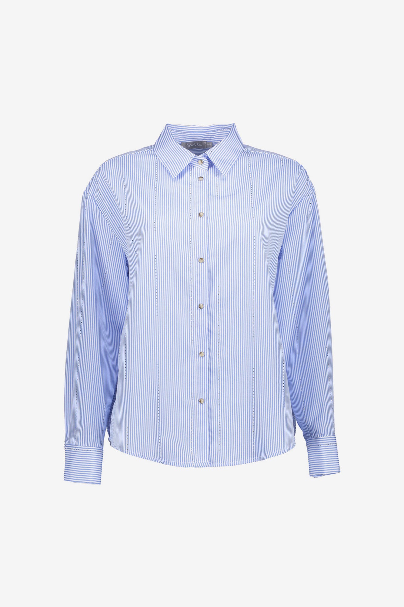 Geisha dames blouse met strepen en rhinstones