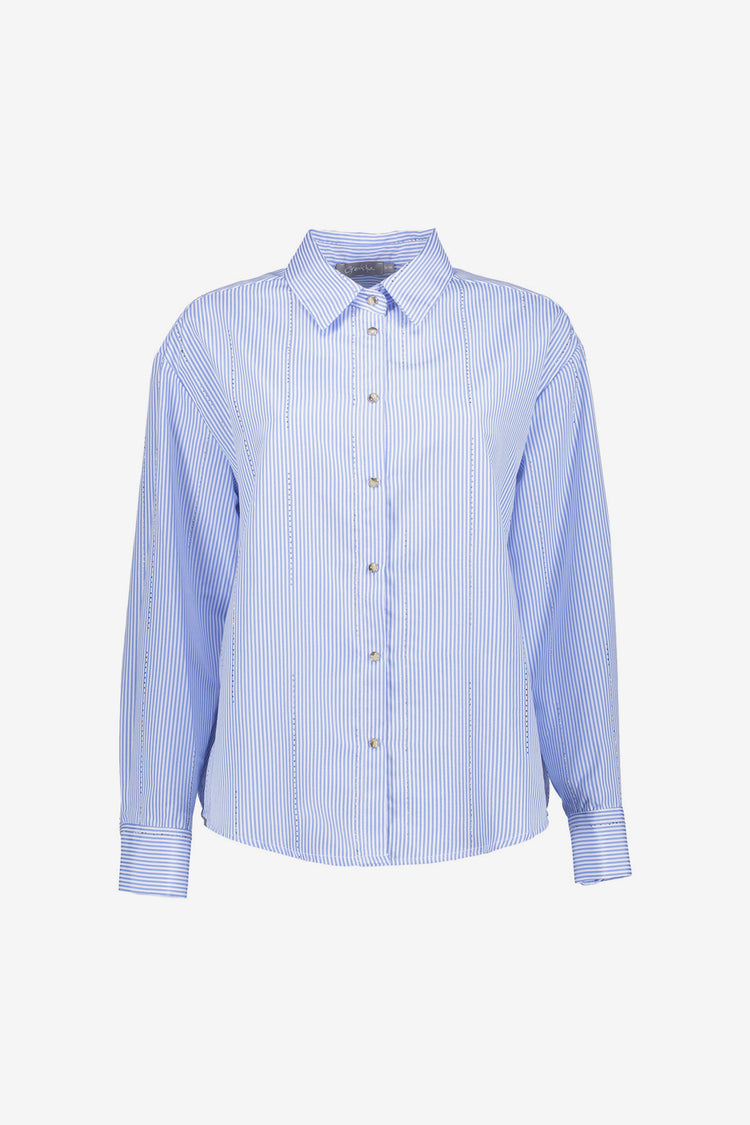 Geisha dames blouse met strepen en rhinstones