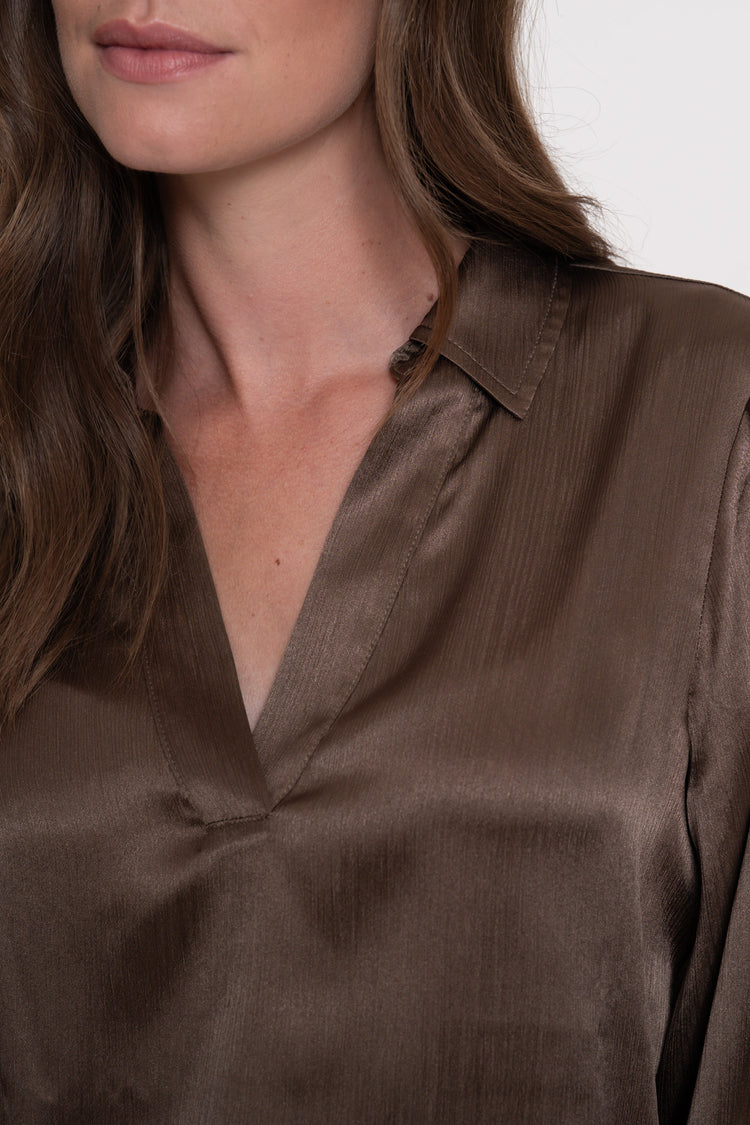 Geisha dames top met V-hals en satijnen look
