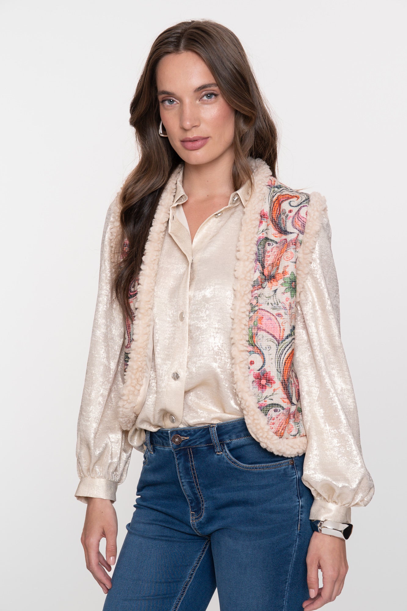Geisha dames shiny blouse met velvet look