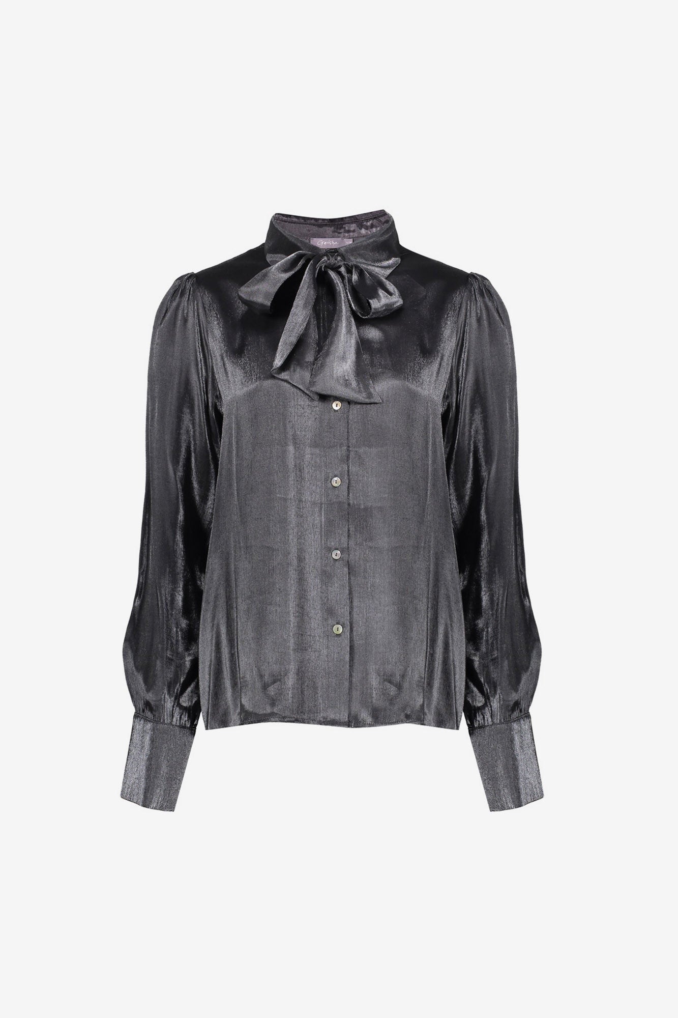Glanzende satijnen blouse met strikdetail