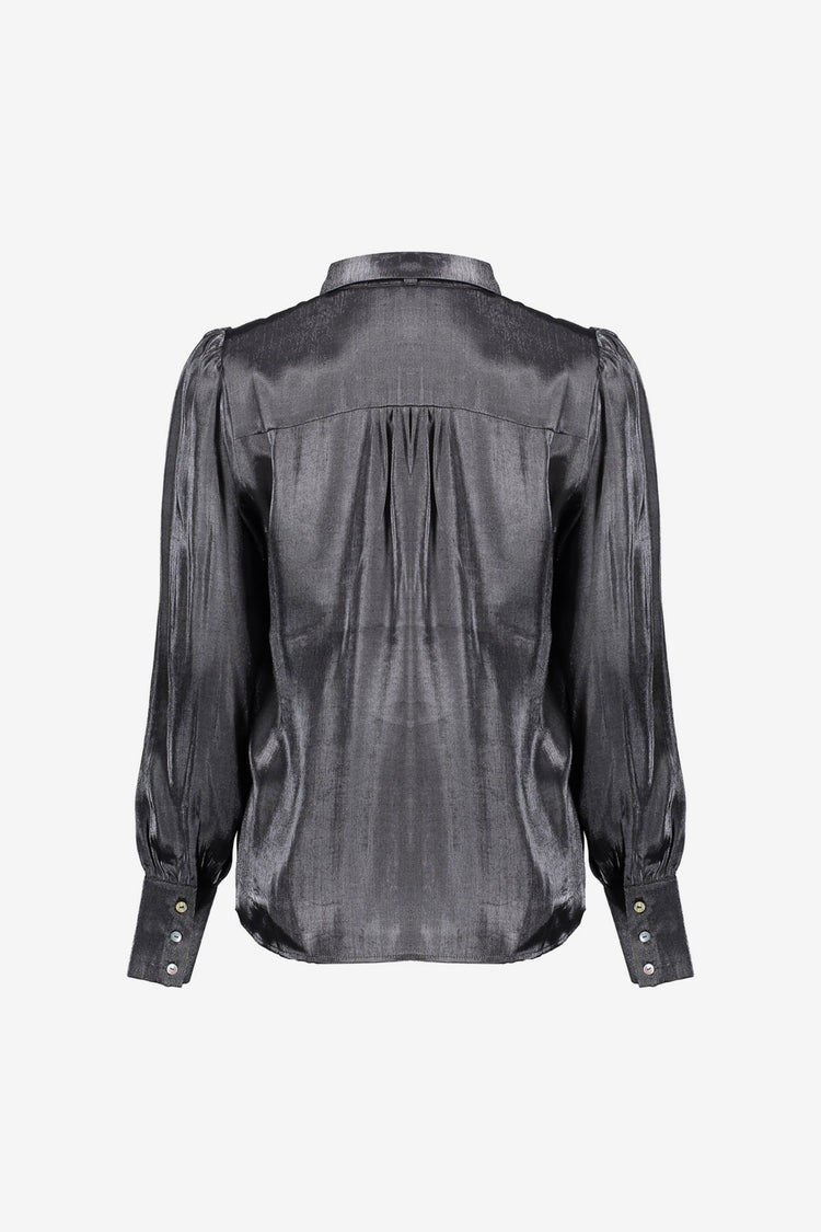 Glanzende satijnen blouse met strikdetail