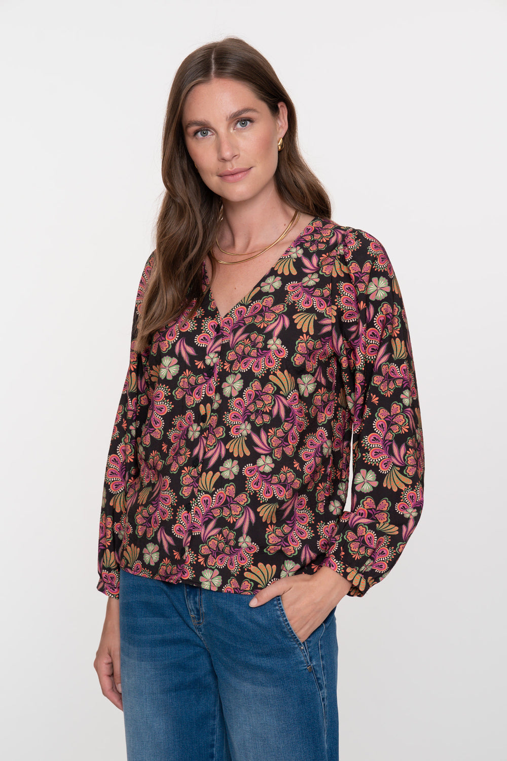 Geisha dames retro flower print blouse