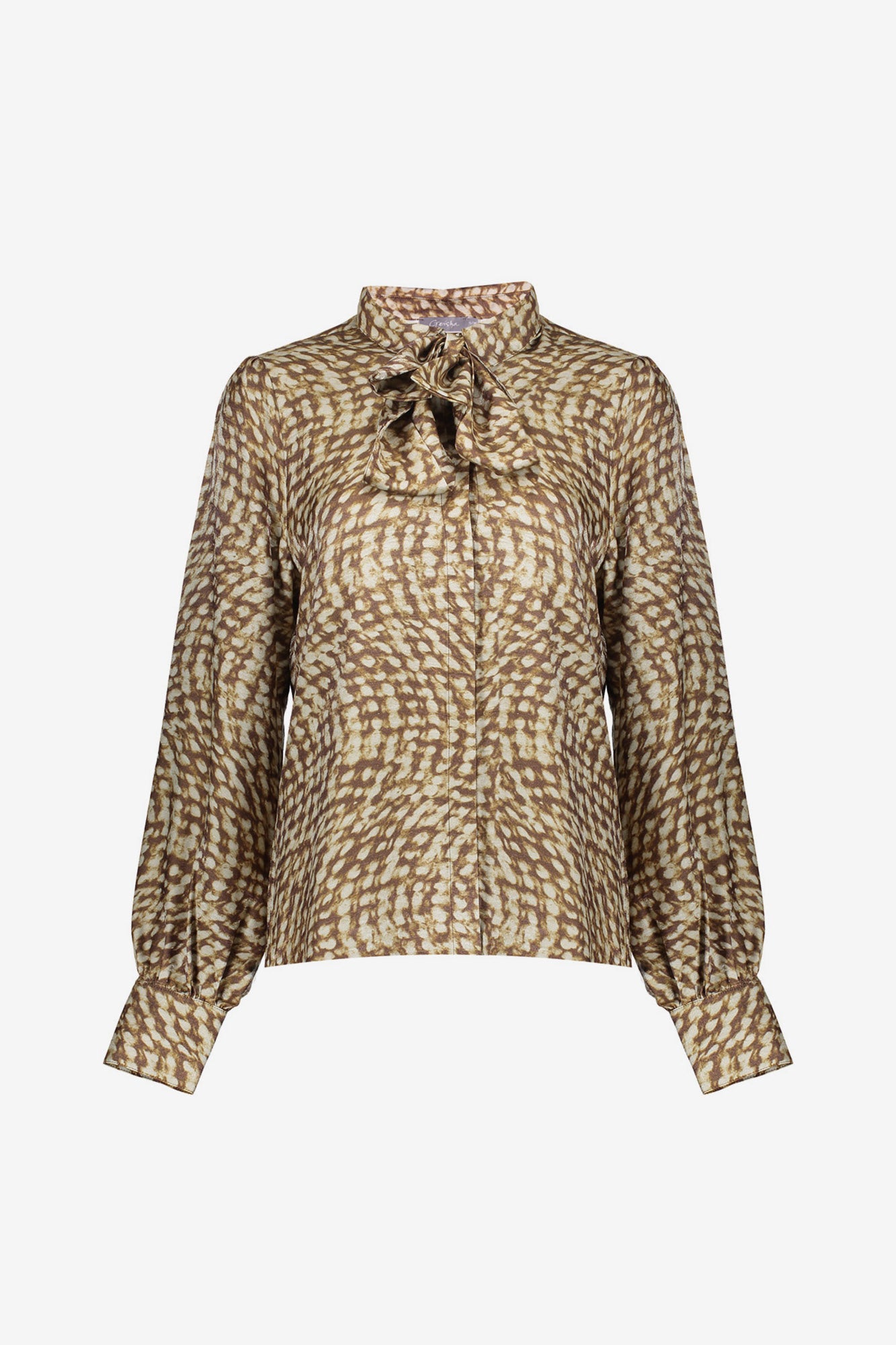 Geisha dames abstracte swirl print blouse met strik