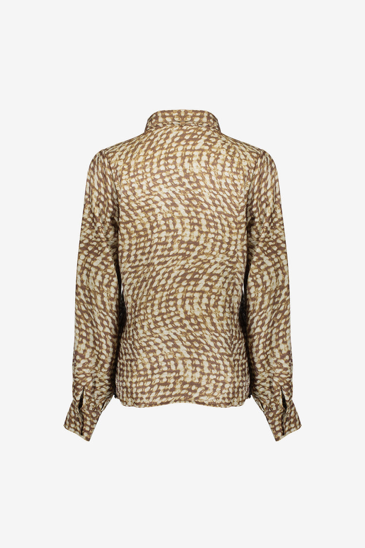 Geisha dames abstracte swirl print blouse met strik