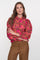 Geisha dames abstracte swirl print blouse met strik