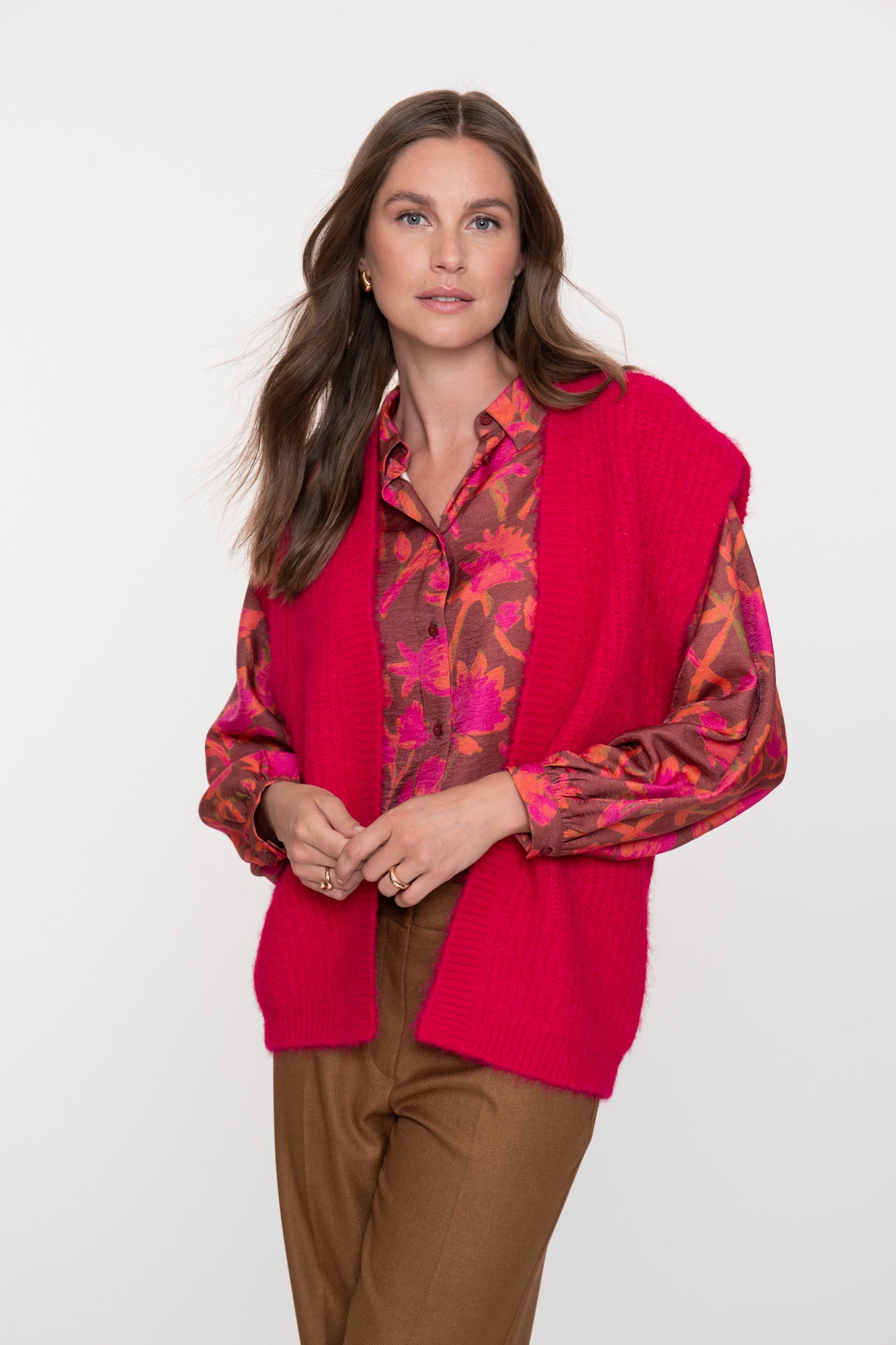 Geisha dames abstracte swirl print blouse met strik