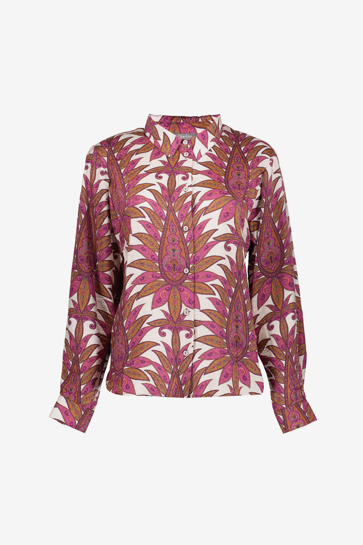 Geisha dames blouse met kleurrijke botanische print