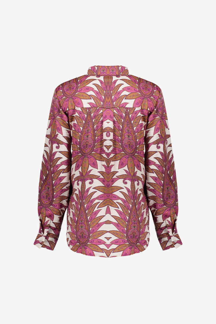 Geisha dames blouse met kleurrijke botanische print