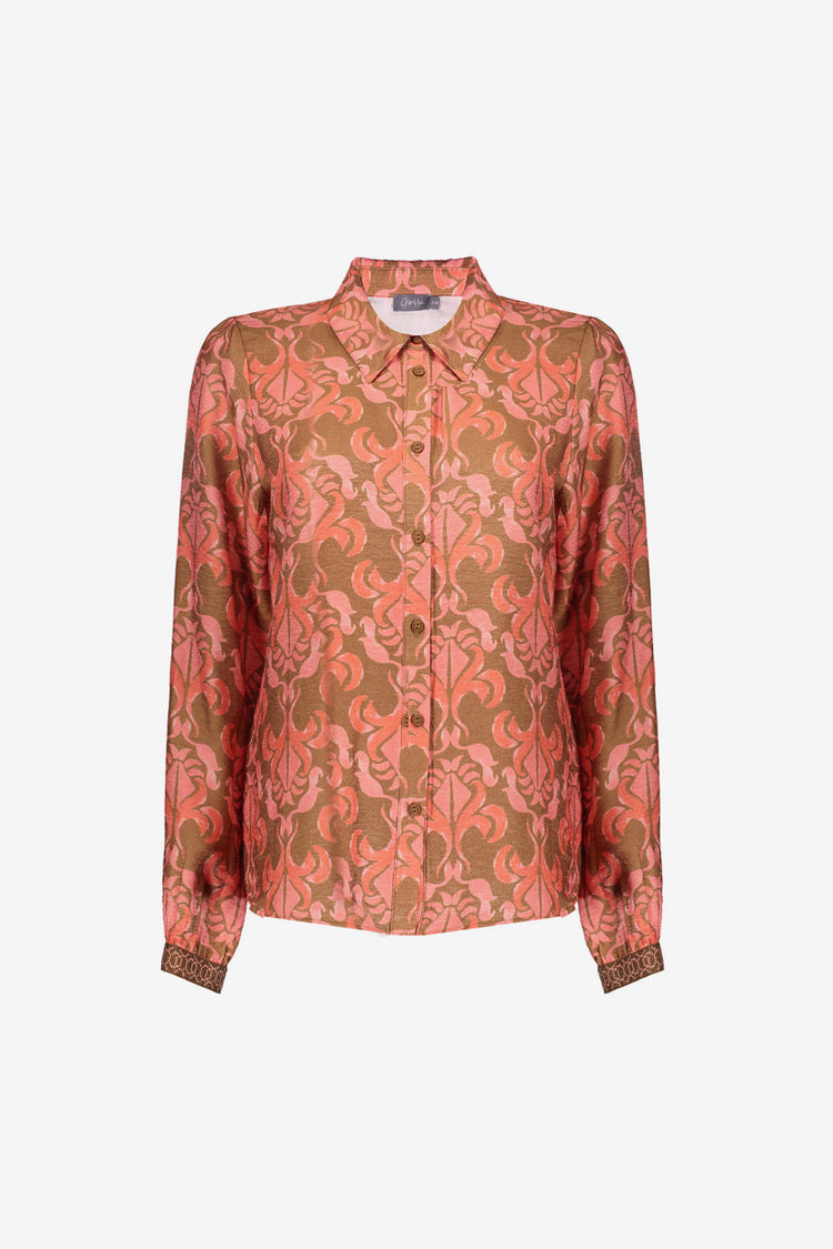Geisha dames kleurijke blouse met ikatprint