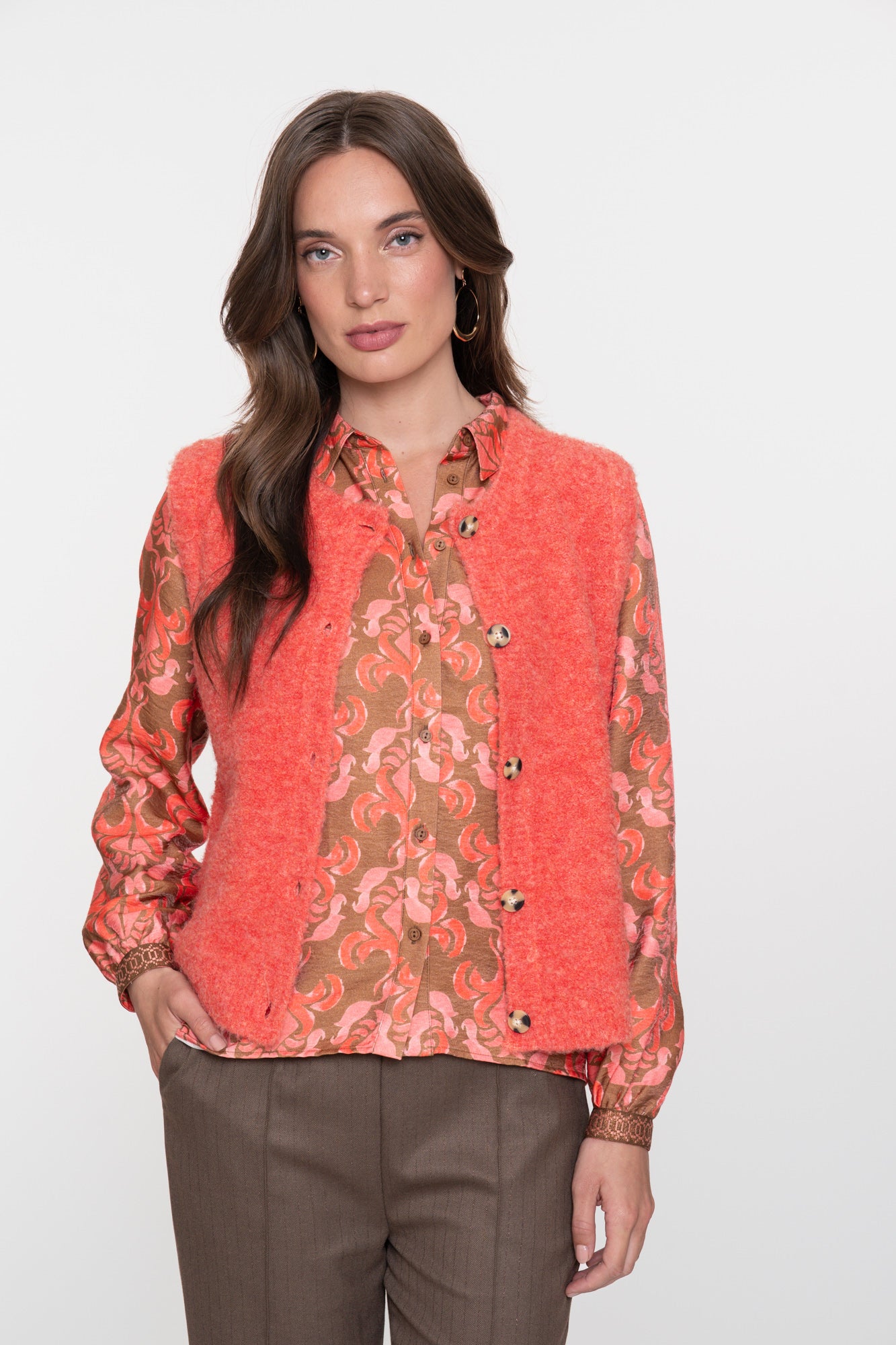 Geisha dames kleurijke blouse met ikatprint
