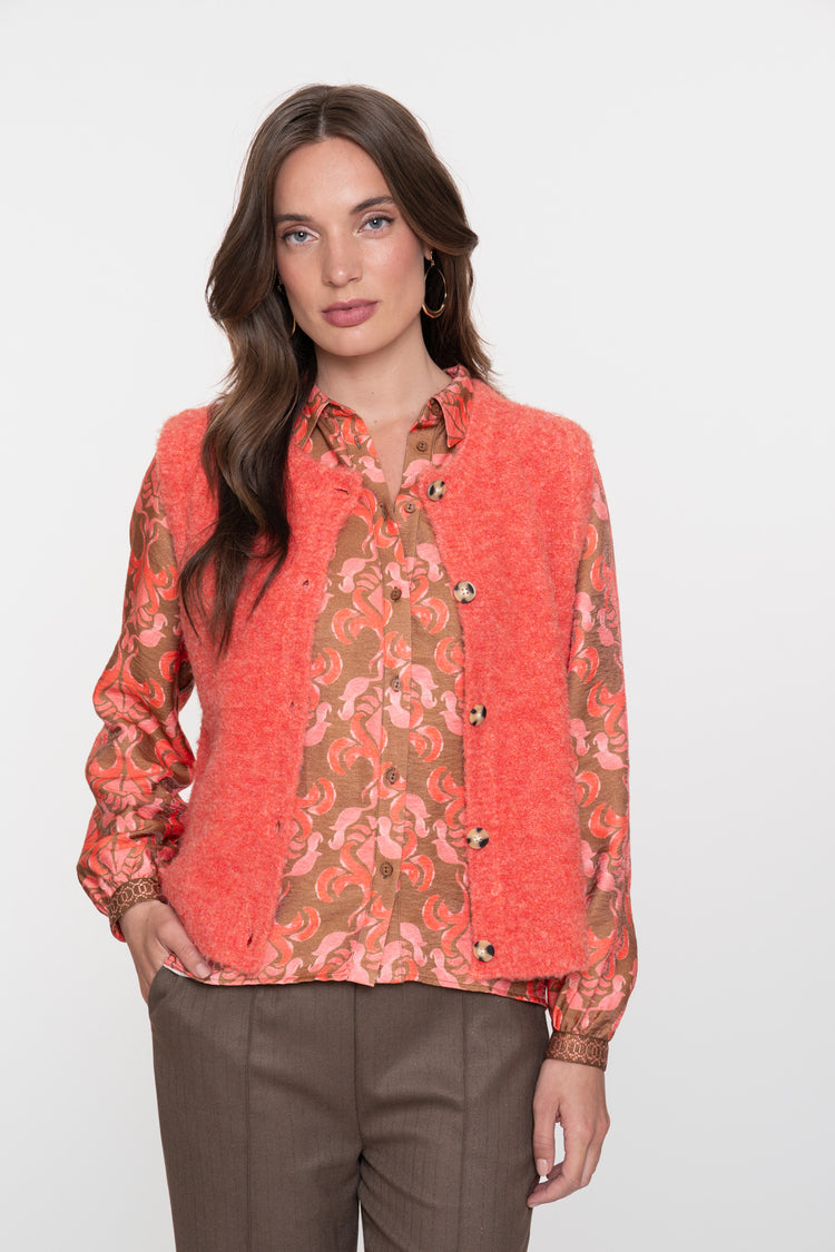 Geisha dames kleurijke blouse met ikatprint