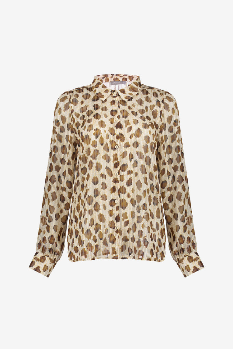 Geisha dames leopard blouse met lurex