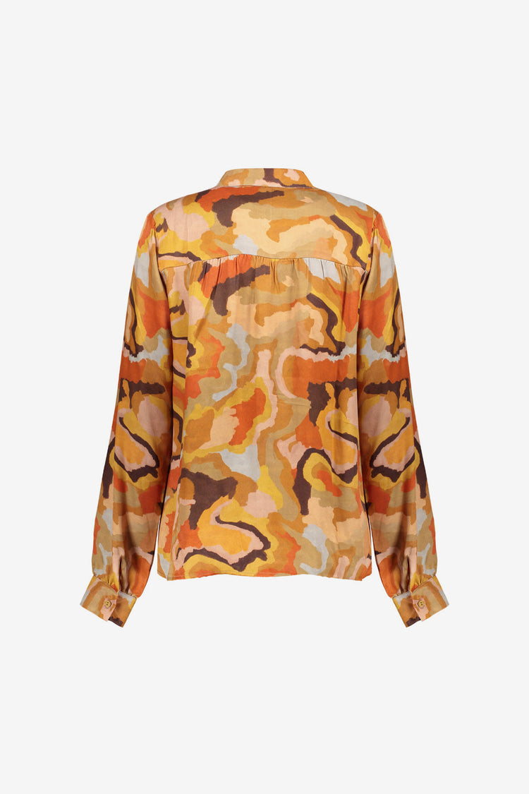 Geisha dames blouse met multicolor ecoline print