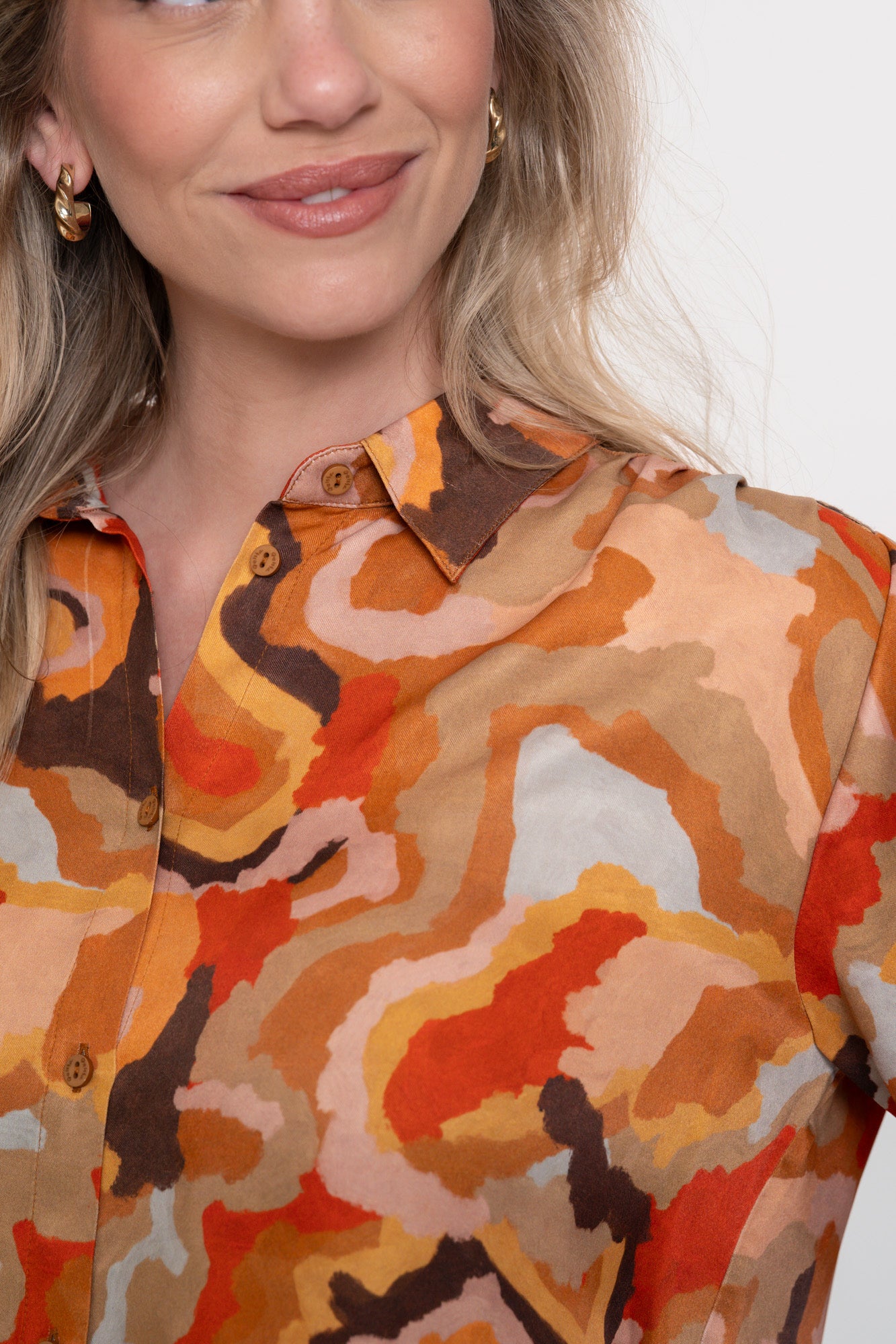 Geisha dames blouse met multicolor ecoline print