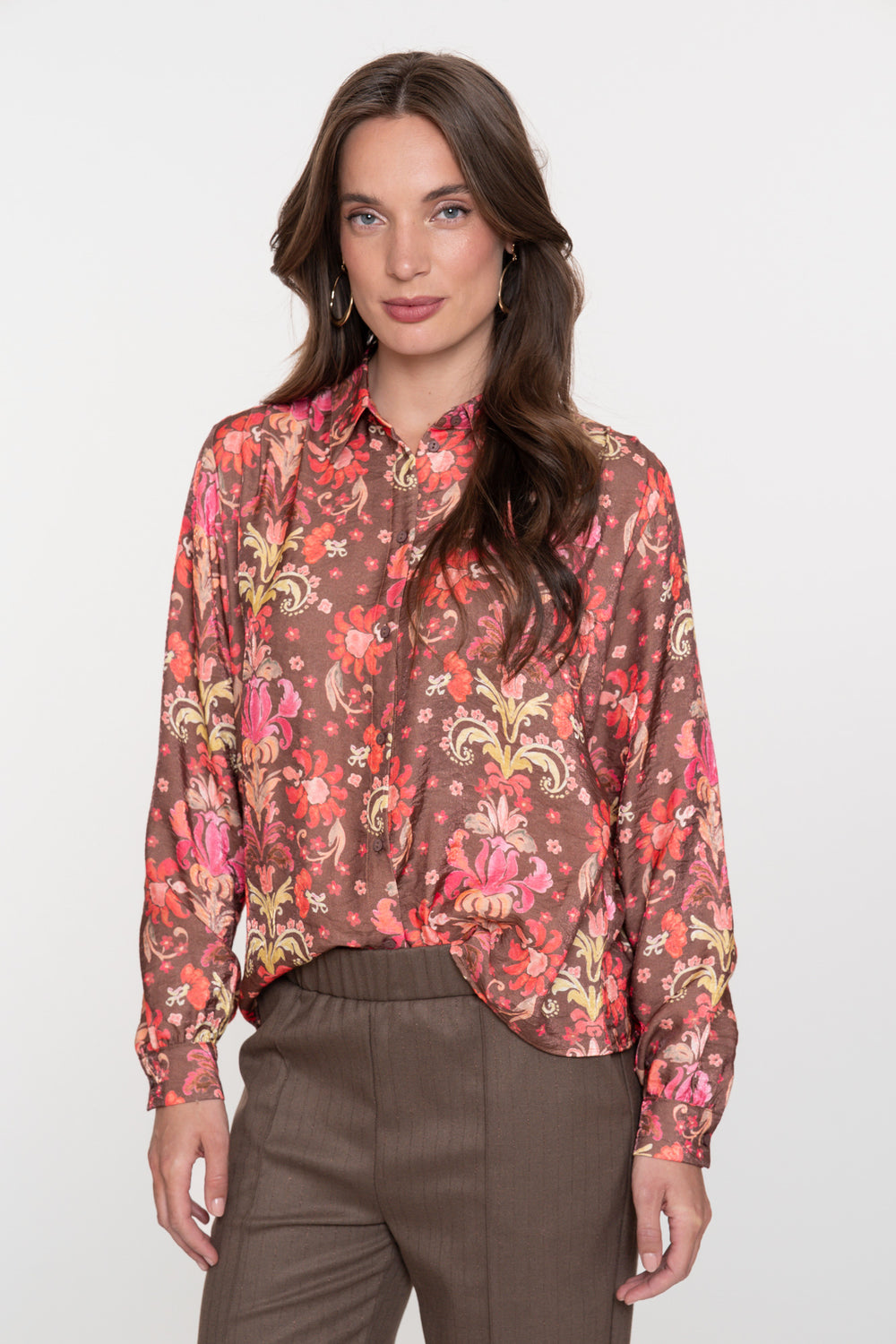 Geisha dames kleurrijke blouse met bloemenprint